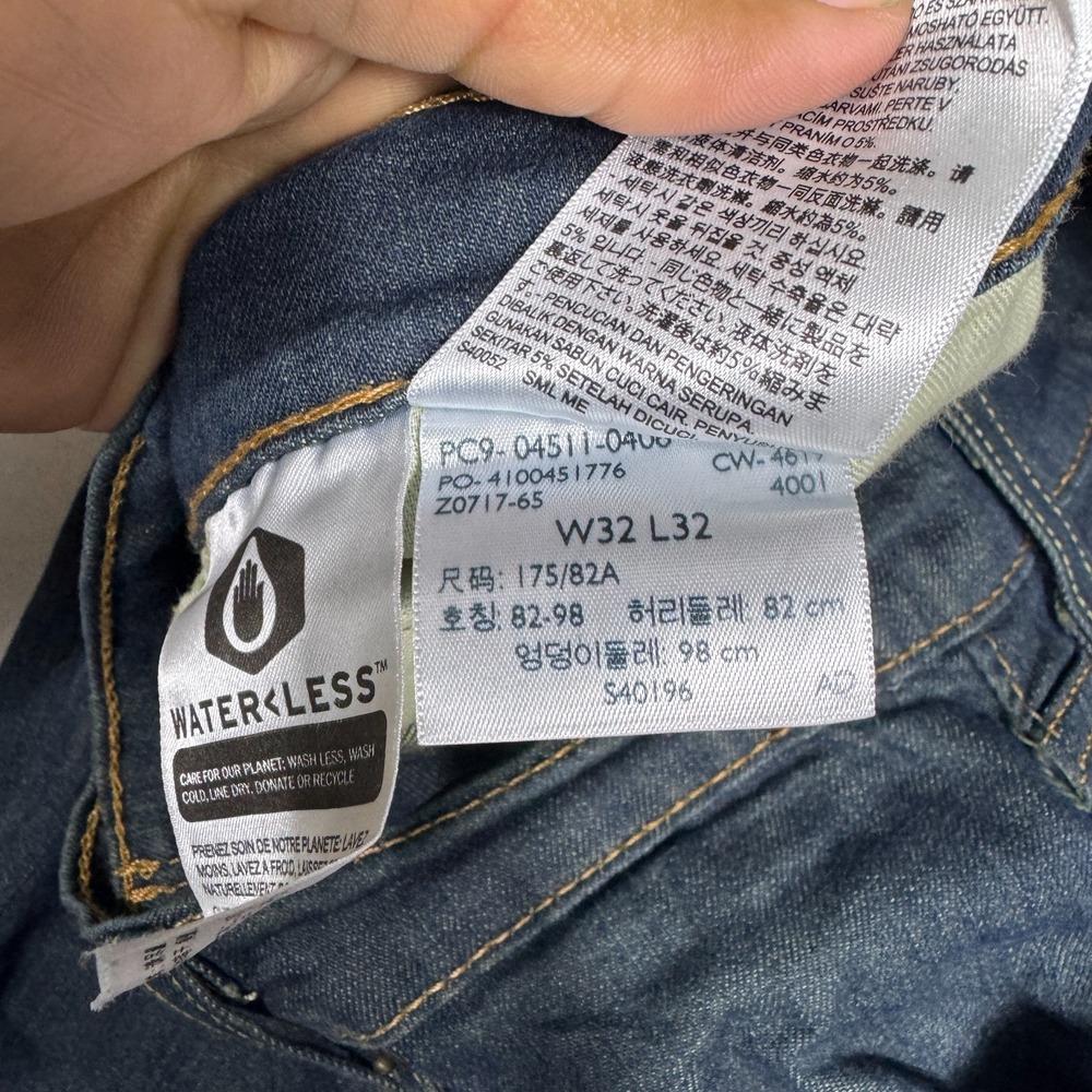 Levi's 511 Mens Straight Leg Jeans Blue‎ Denim Dark Wash 5-Pocket W32 L32 - Picture 13 of 16